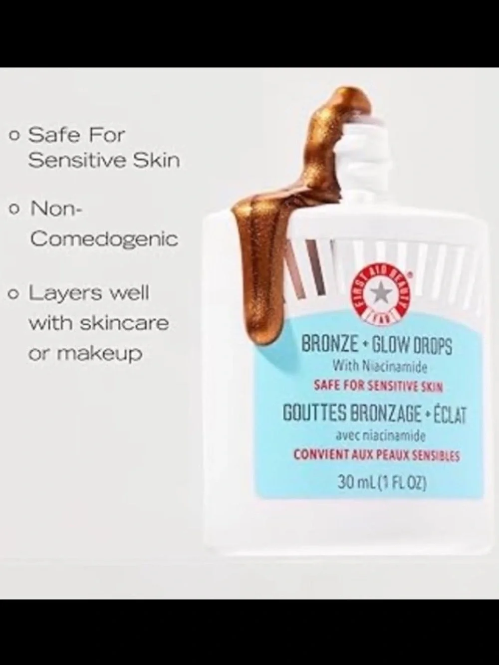 First Aid Beauty Bronze Glow Drops with Aqua Label and Bronze Serum